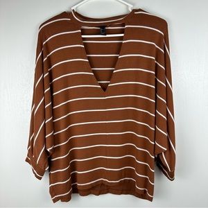 Forever 21 Women’s Burnt Orange Striped Dolman Sleeve Top Size L